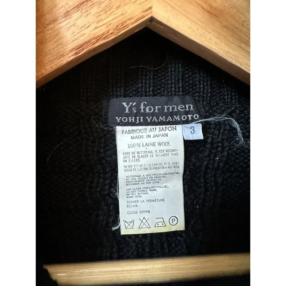 Yohji Yamamoto Zip Up Wool Cableknit Jacket